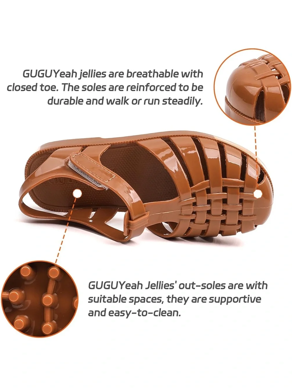NEW Kids' Brown Jelly Fisherman Sandals Closed Toe
